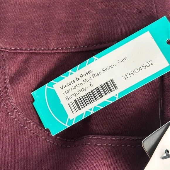 NWT Women's 6 Violets And Roses Skinny Pants Burgundy Color StitchFix Fall - Picture 4 of 6